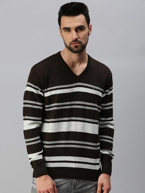 coffee brown striped pullover - 18457441 - Very Small Image - 1