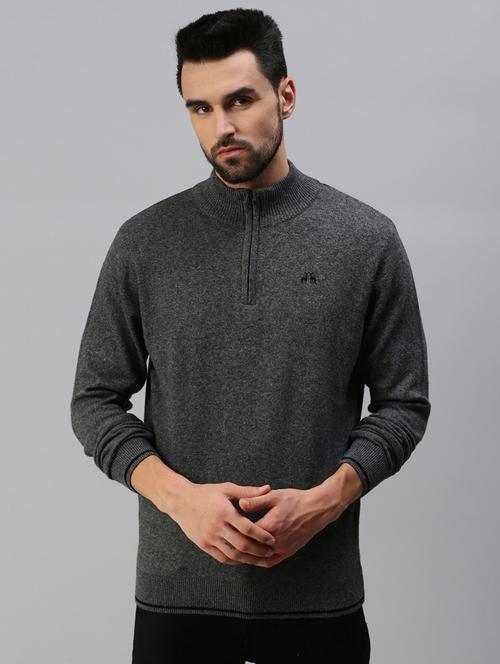 charcoal-grey solid pullover - 18457451 - Very Small Image - 1