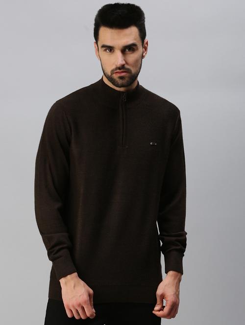 coffee brown solid pullover - 18457500 - Very Small Image - 1