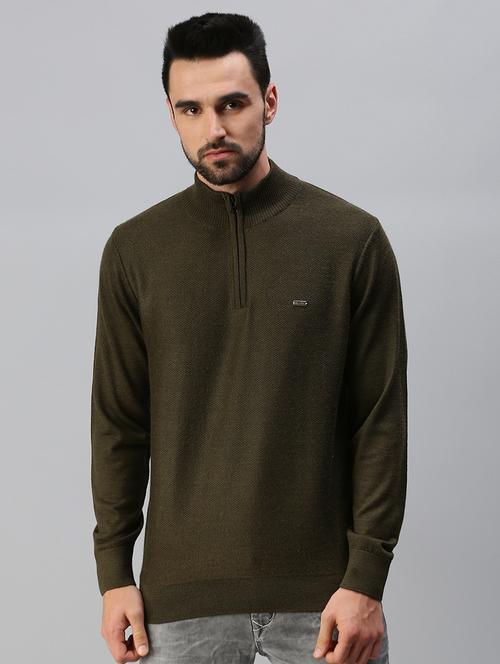 olive-green solid pullover - 18457502 - Very Small Image - 1