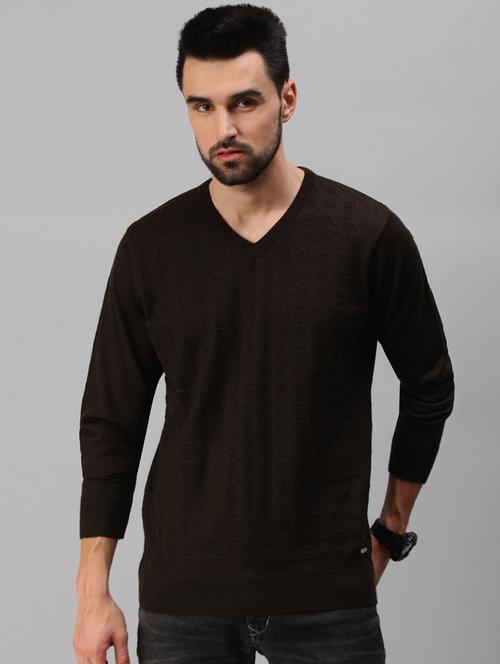 coffee brown self-designed pullover - 18457513 - Very Small Image - 1