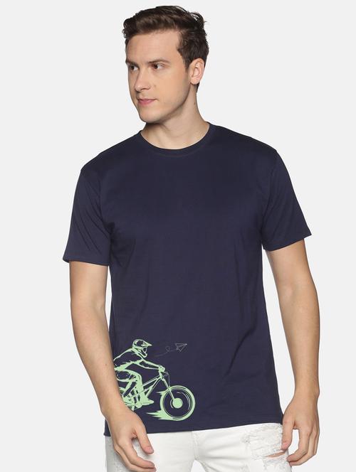 navy blue front print t shirt - 18457922 - Very Small Image - 1