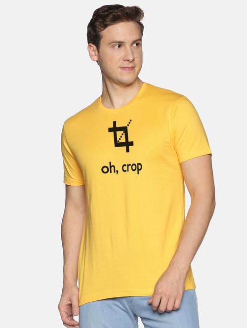 yellow chest printed casual t-shirt - 18457979 - Very Small Image - 1