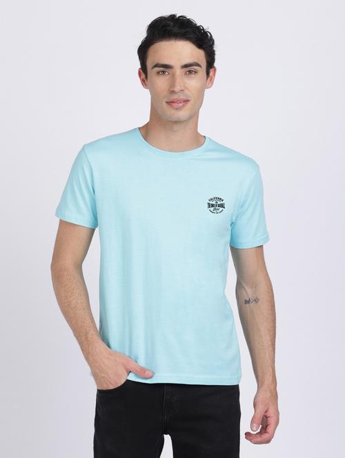 light blue solid casual t-shirt - 18458058 - Very Small Image - 1