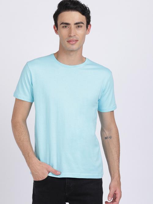 light blue solid casual t-shirt - 18458059 - Very Small Image - 1
