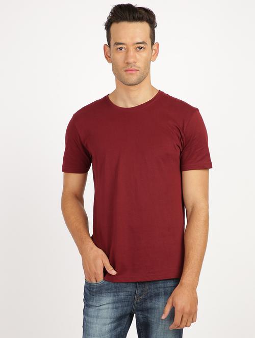 maroon solid casual t-shirt - 18458063 - Very Small Image - 1