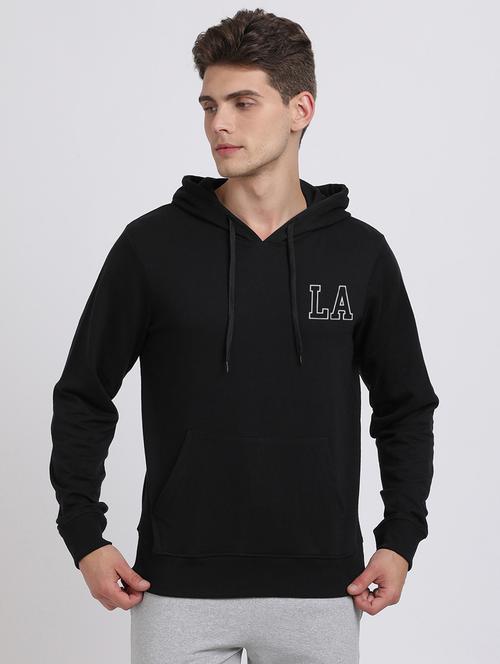 black chest-printed hooded sweatshirt - 18458094 - Very Small Image - 1