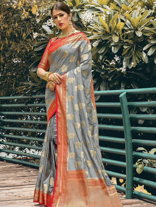 zari work woven saree - 18458146 - Very Small Image - 1