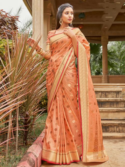 golden zari work woven saree - 18458193 - Very Small Image - 1