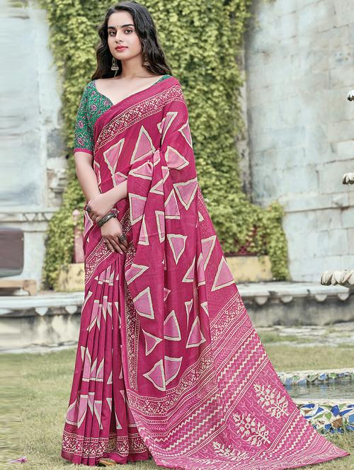 geometric printed saree - 18458197 - Very Small Image - 1