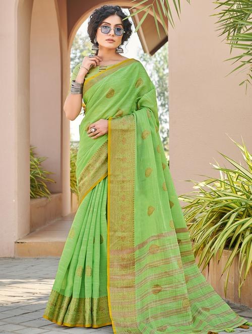 golden zari work woven saree - 18458227 - Very Small Image - 1