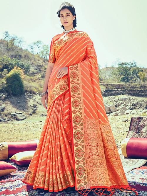 golden zari work woven saree - 18458248 - Very Small Image - 1