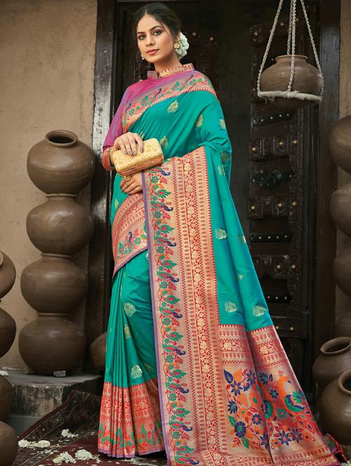 golden zari work woven saree - 18458277 - Very Small Image - 1