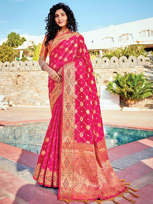 golden zari work woven saree - 18458282 - Very Small Image - 1