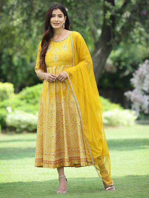 foil print kurta dupatta set - 18458820 - Very Small Image - 1
