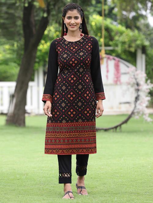 printed straight kurta - 18458862 - Very Small Image - 1