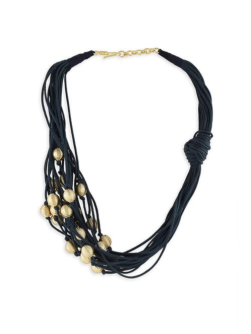 jute beaded blue & gold necklace - 18458984 - Very Small Image - 1