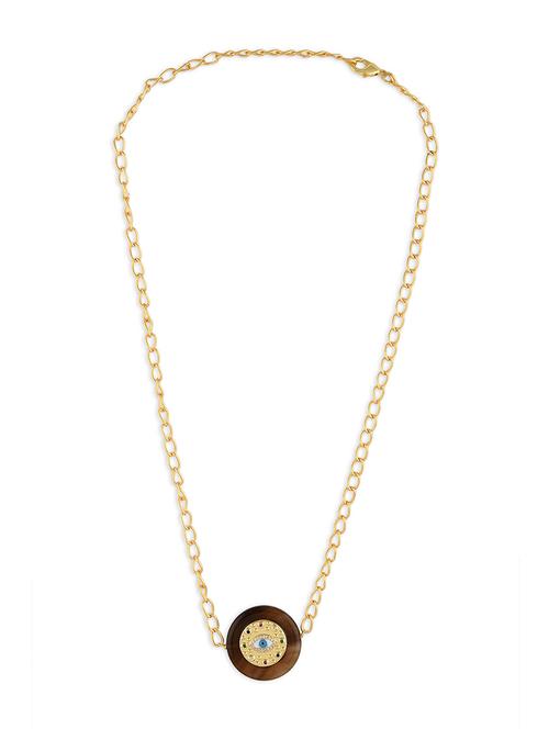 gold & brown pendant style necklace with evil eye agate ring - 18458986 - Very Small Image - 1
