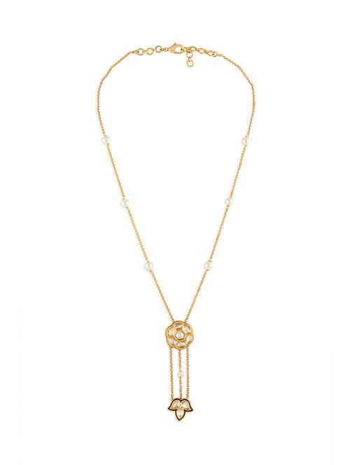 gold kundan polki pendant necklace - 18458999 - Very Small Image - 1