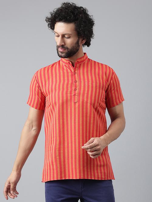 red striped short kurta - 18459114 - Very Small Image - 1