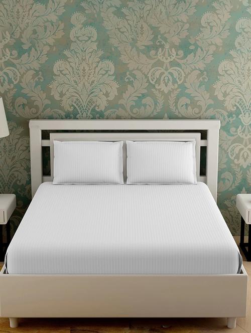 white solid 280 tc king bedsheet with 2 pillow covers - 18459197 - Very Small Image - 1