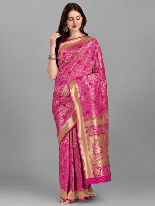 jacquard work woven saree with blouse - 18459202 - Very Small Image - 1