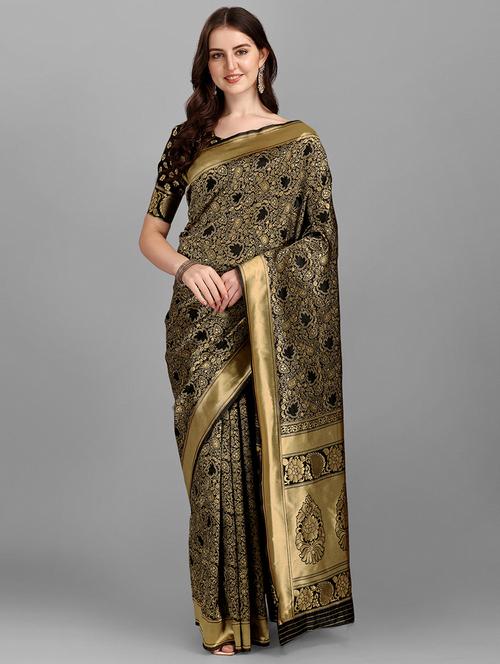 jacquard work woven saree with blouse - 18459203 - Very Small Image - 1