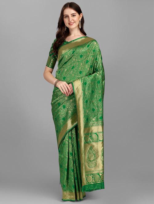 jacquard work woven saree with blouse - 18459204 - Very Small Image - 1