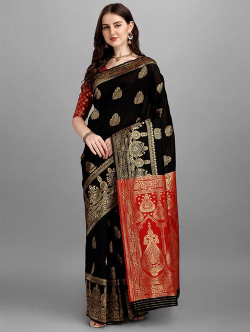 jacquard work woven saree with blouse - 18459207 - Very Small Image - 1
