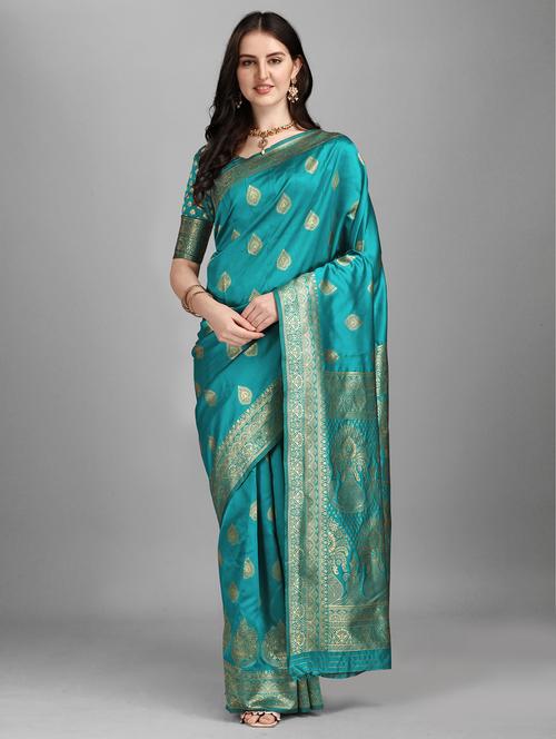 jacquard work woven saree with blouse - 18459216 - Very Small Image - 1