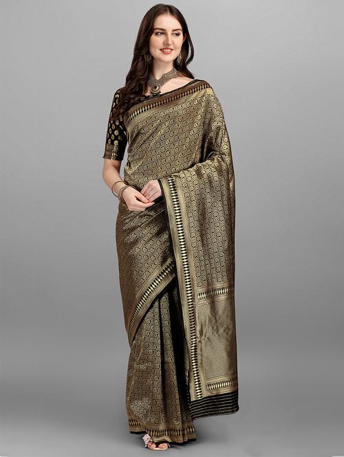 jacquard work woven saree with blouse - 18459219 - Very Small Image - 1
