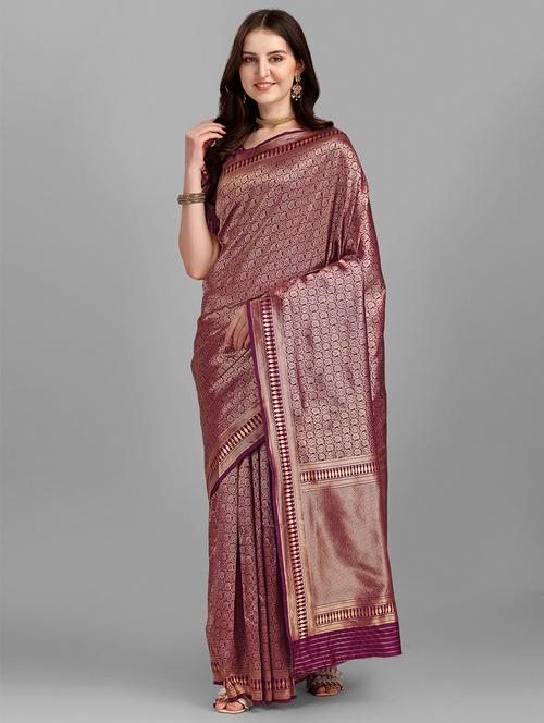 jacquard work woven saree with blouse - 18459220 - Very Small Image - 1