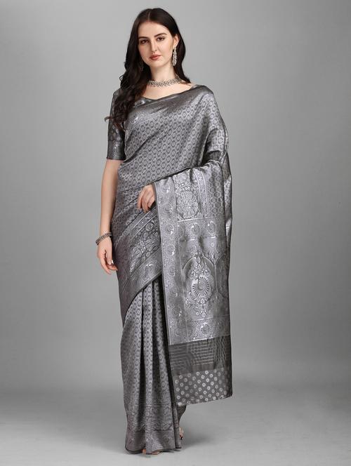 jacquard work woven saree with blouse - 18459228 - Very Small Image - 1