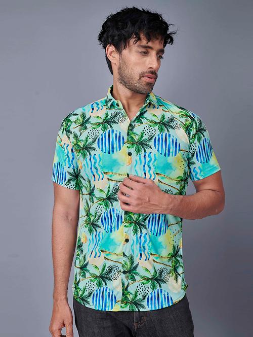 green printed casual shirt - 18460363 - Very Small Image - 1