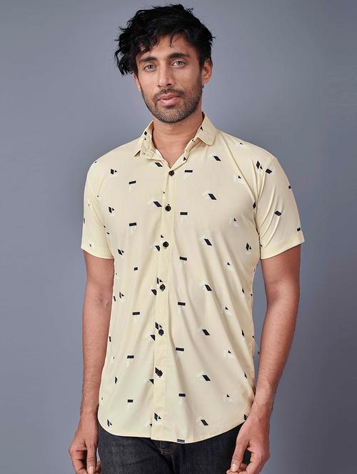 cream printed casual shirt - 18460368 - Very Small Image - 1