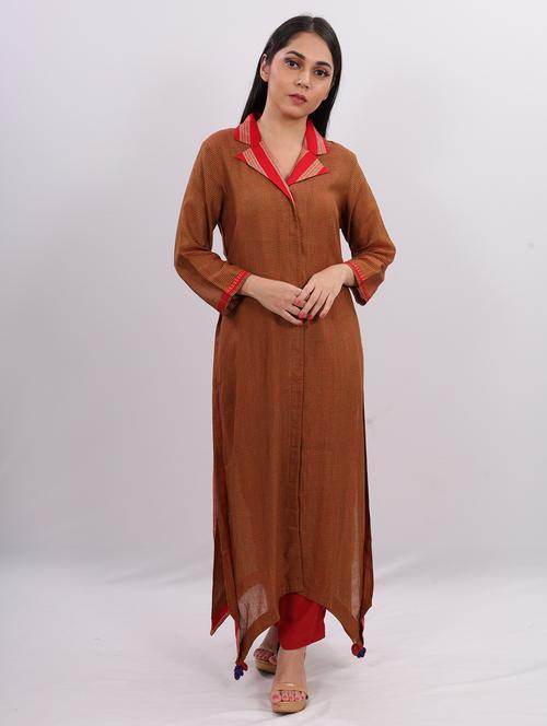 checkered asymmetric kurta - 18460377 - Very Small Image - 1