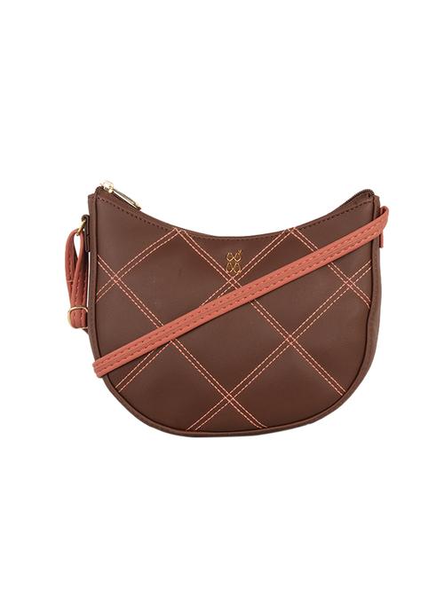 brown textured regular sling bag - 18460450 - Very Small Image - 1