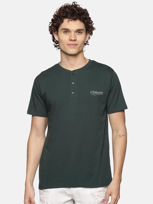 olive green chest-printed t-shirt - 18460480 - Very Small Image - 1
