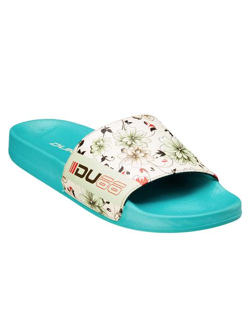 sea green pu slides flip flops - 18460738 - Very Small Image - 1