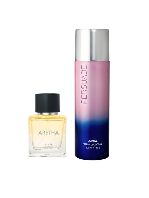 ajmal aretha edp 50 ml for women and ajmal persuade deodorant 200 ml for unisex +2 perfume testers free - 18460751 - Very Small Image - 1