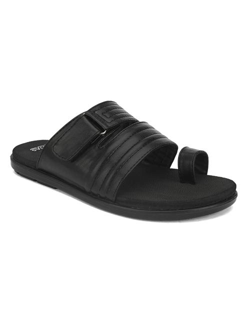 black faux leather slip on sandals - 18460887 - Very Small Image - 1