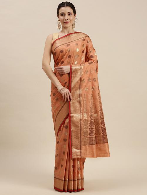 golden zari work woven saree - 18460915 - Very Small Image - 1