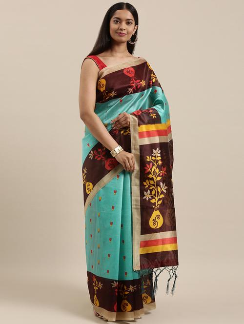 tassel detailed printed saree - 18460925 - Very Small Image - 1
