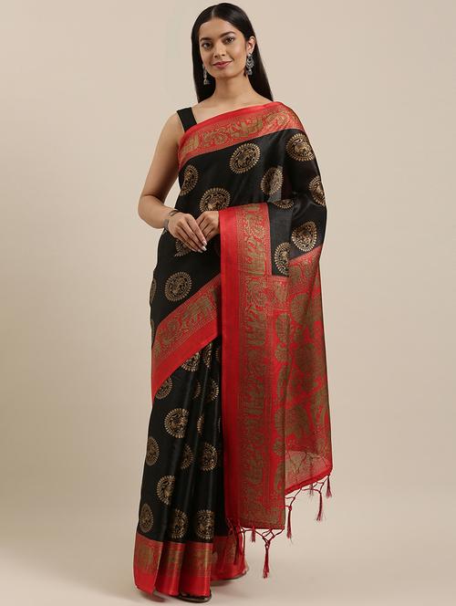 tassel detailed printed saree - 18460927 - Very Small Image - 1