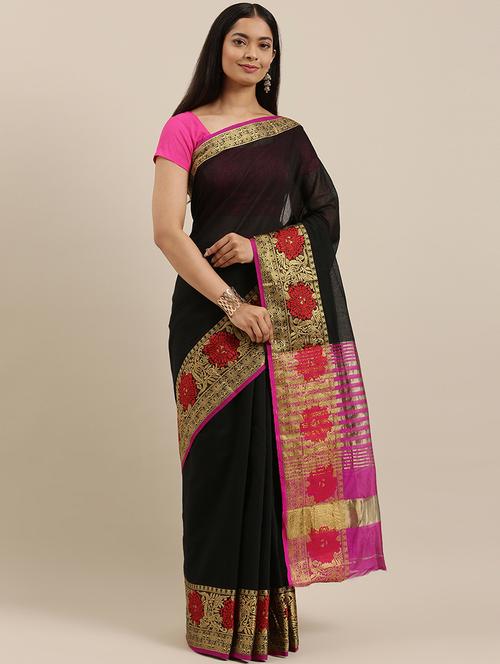 golden zari work woven saree - 18460935 - Very Small Image - 1