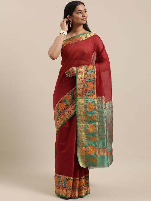 golden zari work woven saree - 18460937 - Very Small Image - 1
