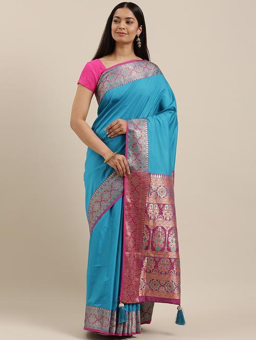 golden zari work woven saree - 18460947 - Very Small Image - 1