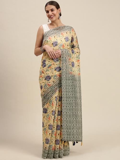 tassel detailed floral saree - 18460966 - Very Small Image - 1