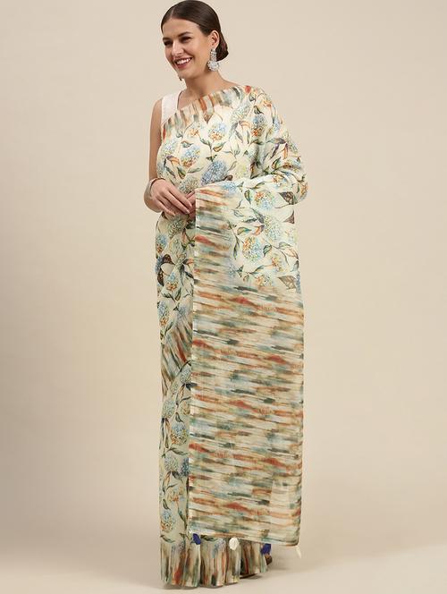 tassel detailed floral saree - 18460970 - Very Small Image - 1