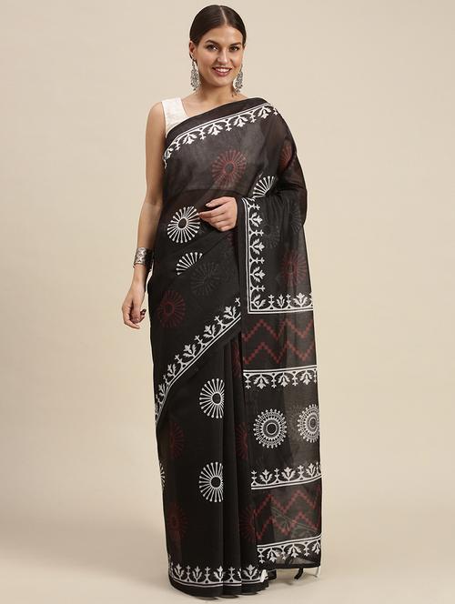 tassel detailed printed saree - 18460971 - Very Small Image - 1